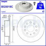 Disque de frein DELPHI BG5019C arrière, plein, 2 Stück