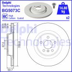 Disco de freno DELPHI BG5073C volver, ventilado, altamente carbonizado, 1 pieza