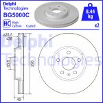 Jarrulevy DELPHI BG5000C edessä, tuuletettu, erittäin hiilihappoinen, 2 kpl