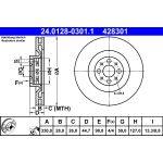 Disco de freno ATE 24.0128-0301.1 frente, ventilado, 1 pieza