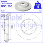 Disco de freno DELPHI BG5150C frente, ventilado, 1 pieza