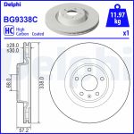 Disco de travão DELPHI BG9338C Frente, ventilado, altamente carbonizado, 1 Peça