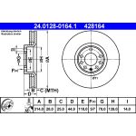 Disco de freno ATE 24.0128-0164.1 frente, ventilado, altamente carbonizado, 1 pieza