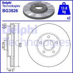 Disque de frein DELPHI BG3826 avant, ventilé, 2 pièce