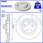 Disque de frein DELPHI BG5033C avant, ventilé, 2 Stück