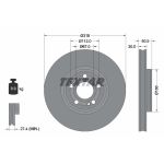 Disco de freno TEXTAR 92316705 frente, ventilado, altamente carbonizado, 1 pieza