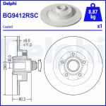 Disco de travão DELPHI BG9412RSC Traseira, cheio, 1 Peça