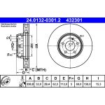 Disco de freno ATE 24.0132-0301.2 frente, ventilado, altamente carbonizado, 1 pieza