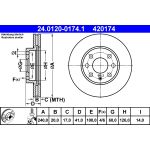 Disco de freno ATE 24.0120-0174.1 frente, ventilado, 1 pieza