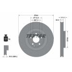 Disque de frein TEXTAR 92289905 avant, ventilé, perforé, hautement carbonisé, 1 pièce
