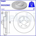 Disque de frein DELPHI BG5296C avant, ventilé, à haute teneur en carbone, 2 Stück