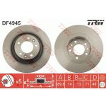 Disque de frein TRW DF4945 à l'arrière/plein/hautement carbonisé/1 pièce