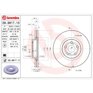 Jarrulevy BREMBO 9981711 etupuolella/tuuletettu/voimakkaasti hiiltynyt/1 kpl