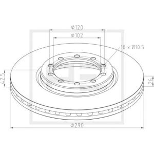 Disco de freno PETERS 256.041-00A vorne, ventilado , 1 Pieza