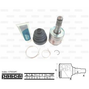 Homokineet reparatie set, aandrijfas PASCAL G75024PC