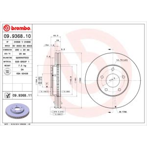 Jarrulevy BREMBO 9936811 etupuolella/tuuletettu/1 kpl