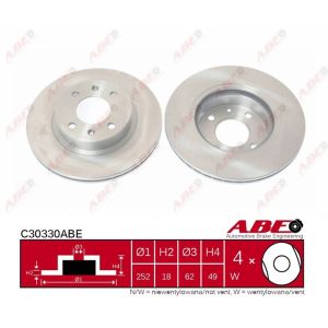 Disco freno ABE C30330ABE anteriore, ventilato, 1 Pezzo