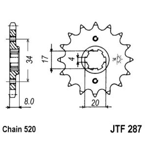 Kettenrad hinten JT JTF287,13
