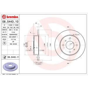 Disque de frein BREMBO 8544311 à l'arrière, plein, 1 pièce