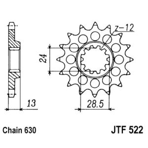 Roda dentada, corrente JT F522,16
