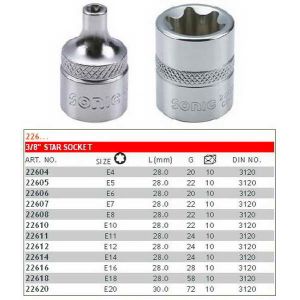 Llave de vaso 3/8" E-TORX SONIC 22604SON