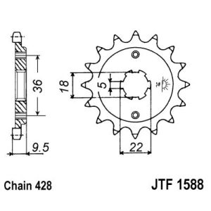 Roda dentada, corrente JT F1588,19