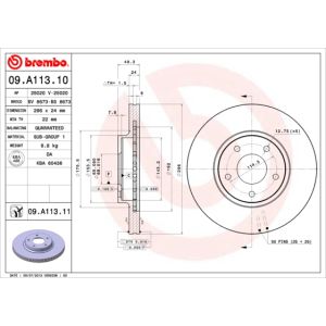 Jarrulevy BREMBO 09A11311 edessä, tuuletettu, 1 kpl