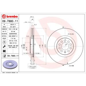 Jarrulevy BREMBO 9788011 edessä, tuuletettu, erittäin hiilihappoinen, 1 kpl