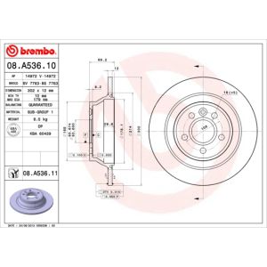 Remschijf BREMBO 08A53611 achter, volledig, 1 Stuk