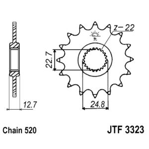 Kettenrad hinten JT JTF3323,22