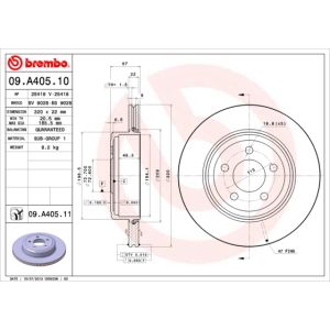 Jarrulevy BREMBO 09A40511 takana, tuuletettu, 1 kpl