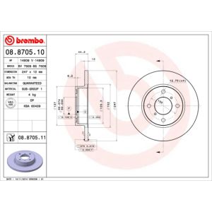 Jarrulevy BREMBO 8870511 etupuolella/full/1 kpl