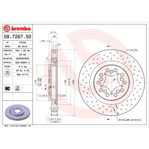 Disco freno BREMBO 9726750 anteriore, ventilato, altamente carbonizzato, 1 pezzo