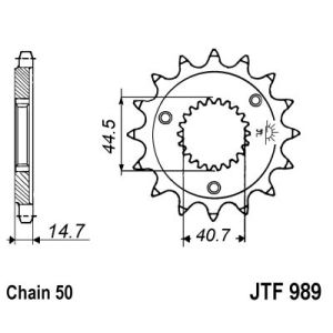 Roda dentada, corrente JT F989,21