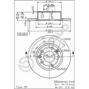 Remschijf BREMBO 08.5646.10, achter, volledig, 1 Stuk