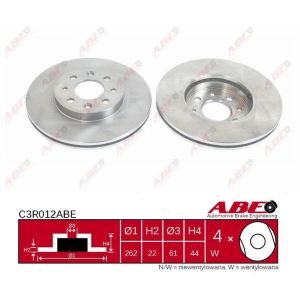 Disque de frein ABE C3R012ABE avant/ventilé/hautement carbonisé/1 pièce