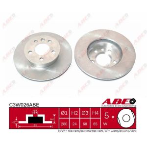 Disco de freno ABE C3W026ABE vorne, ventilado , 1 Pieza