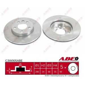 Disco de freno ABE C3W005ABE delantero, ventilado , 1 Pieza