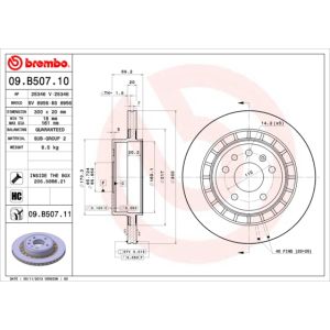 Remschijf BREMBO 09B50711 achter, geventileerd, sterk gecarboniseerd, 1 Stuk