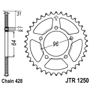 Roda dentada, corrente JT R1250,56