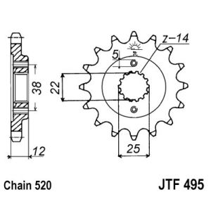 Roda dentada, corrente JT F495,15