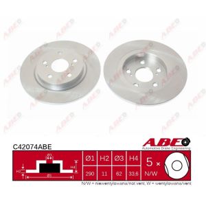 Disco freno ABE C42074ABE posteriore, completo, 1 pezzo