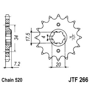Roda dentada, corrente JT F266,14