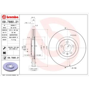 Jarrulevy BREMBO 9788021 etupuolella/tuuletettu/voimakkaasti hiiltynyt/1 kpl