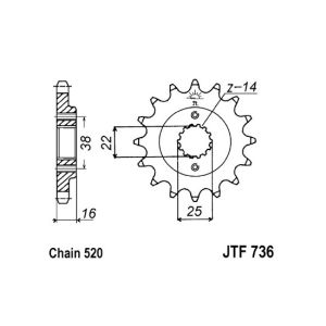 Kettenrad hinten JT JTF736,13