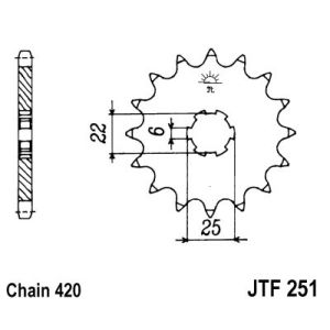 Roda dentada, corrente JT F251,16