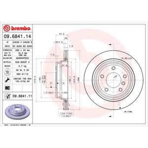 Remschijf BREMBO 9684111 achter, geventileerd, sterk gecarboniseerd, 1 Stuk