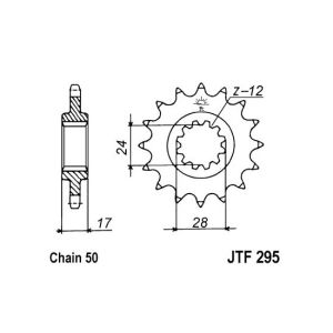 Tandwiel achter JT JTF295,16