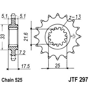 Kettenrad hinten JT JTF297,16