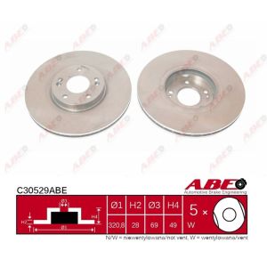 Disco freno ABE C30529ABE anteriore, ventilato, 1 pezzo